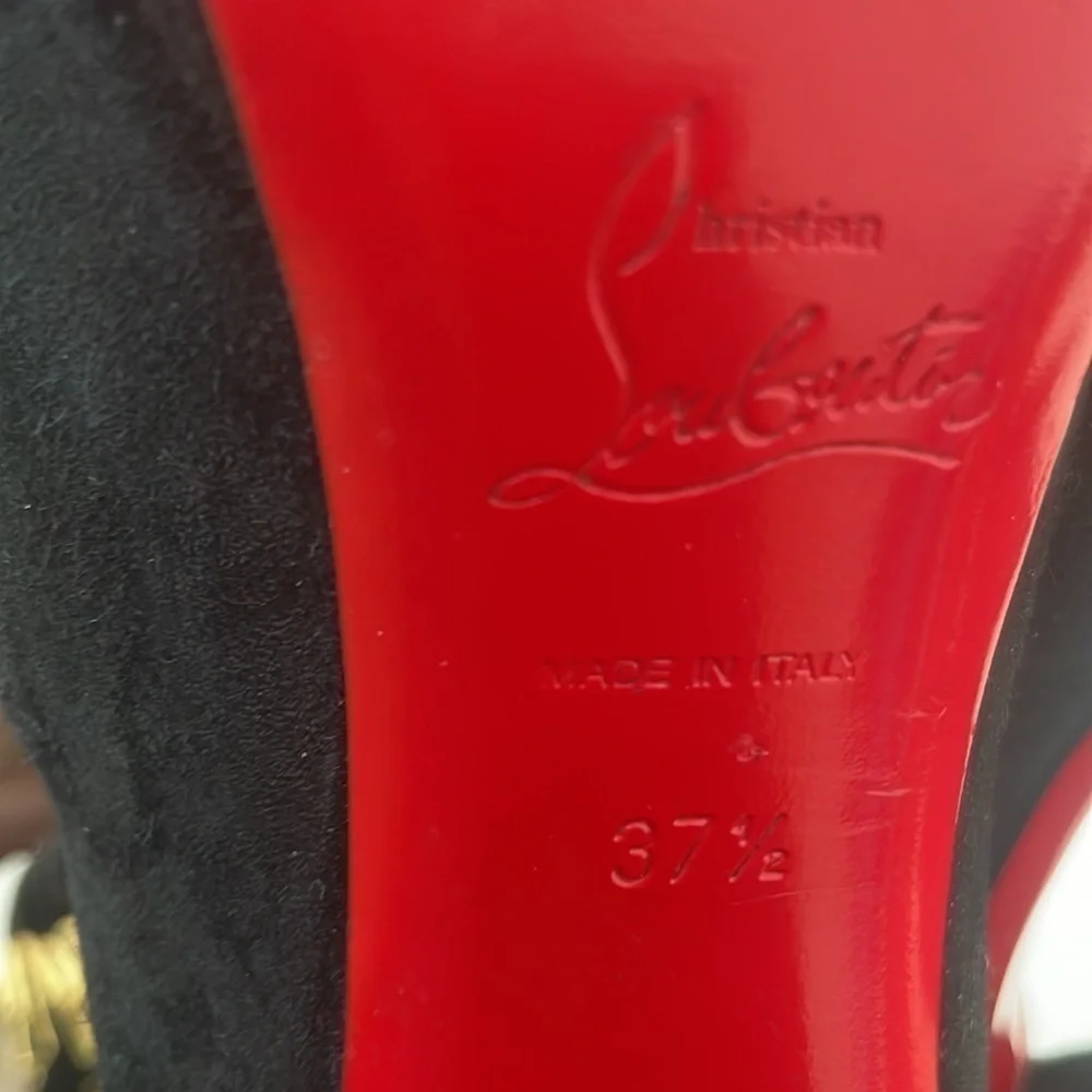 Christian Louboutin Black Suede leather Lady Trop tall boots 37.5